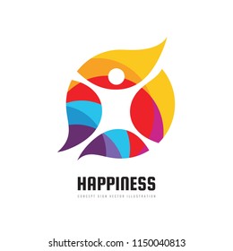 Active happiness - concept business logo template vector illustration. Abstract human character creative sign. Sport fitness people symbol. Health icon. Graphic design element. 