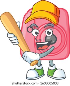 An active healthy instan camera mascot design style playing baseball