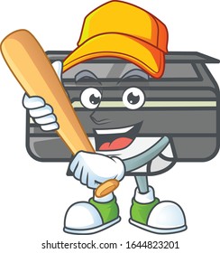 An active healthy printer mascot design style playing baseball