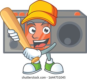 An active healthy radio transceiver mascot design style playing baseball