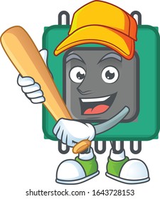 Un estilo de diseño de mascota RAM saludable que juega al béisbol