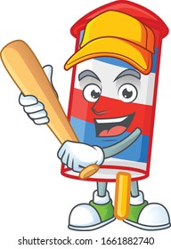 An active healthy rocket USA stripes mascot design style playing baseball