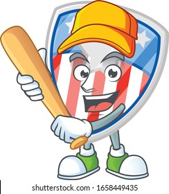 Un escudo sano activo distingue a EE.UU. con diseño de mascota estrella jugando al béisbol