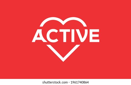 Active With Heart Symbol logo vector icon illustration