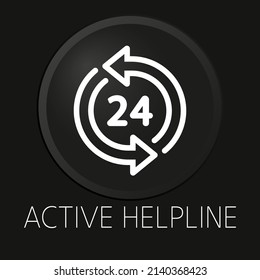 Icono mínimo de línea vectorial activa en botón 3D aislado en fondo negro. Vector Premium.
