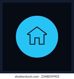 Active homepage button UI element template. Editable isolated vector dashboard component. Flat user interface. Visual data presentation. Web design widget for mobile application with dark theme