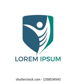 Active human character logo design. Freedom vector logo concept illustration. Health logo sign.