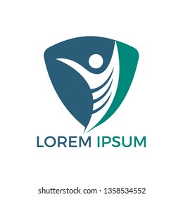 Active human character logo design. Freedom vector logo concept illustration. Health logo sign.
