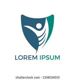 Active human character logo design. Freedom vector logo concept illustration. Health logo sign.