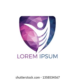 Active human character logo design. Freedom vector logo concept illustration. Health logo sign.