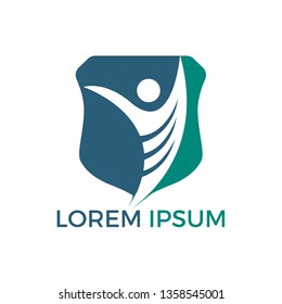 Active human character logo design. Freedom vector logo concept illustration. Health logo sign.
