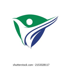 Active human character logo design. Freedom vector logo concept illustration. Health logo sign.