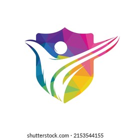 Diseño activo del logotipo de carácter humano. Ilustración del concepto del logotipo del vector de libertad. Signo del logotipo de salud.