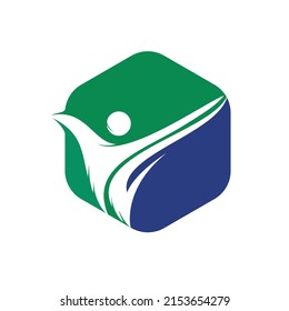 Diseño activo del logotipo de carácter humano. Ilustración del concepto del logotipo del vector de libertad. Signo del logotipo de salud.