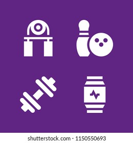active icon. 4 active set with dumbbell, sports and competition, bowling and fitness watch vector icons for web and mobile app