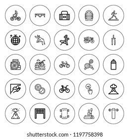 Active icon set. collection of 25 outline active icons with barbell, bench press, button, bike, biking, climbing, canoeing, buttons, dance, jogging icons. editable icons.