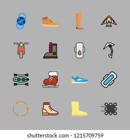 active icon set. vector set about scooter, climbing, compress and boots icons set.