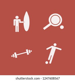 active icon. active vector icons set dumbbell, ping pong, surfer with board and football player
