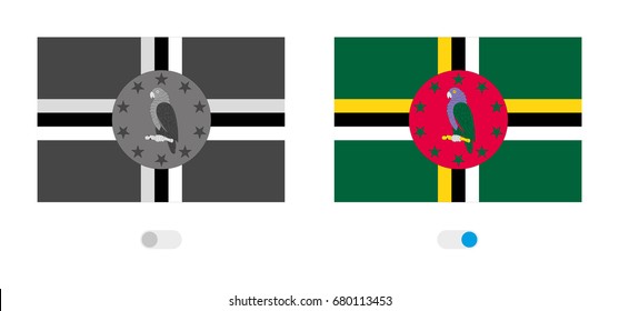 An Active and Inactive Illustrated Country Flag of  Dominica