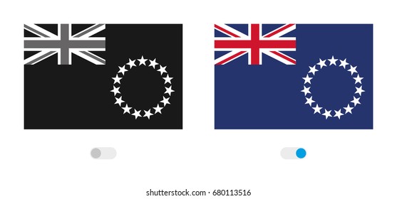 An Active and Inactive Illustrated Country Flag of  Cook Islands