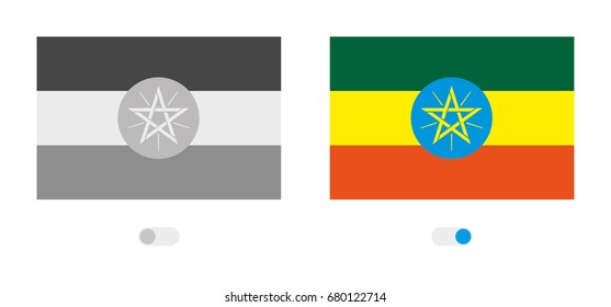 An Active and Inactive Illustrated Country Flag of  Ethiopia