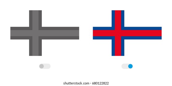 An Active and Inactive Illustrated Country Flag of  Faroe Islands