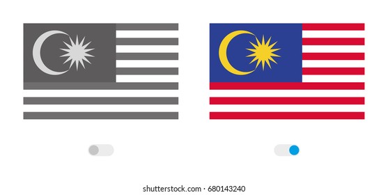 An Active and Inactive Illustrated Country Flag of  Malaysia
