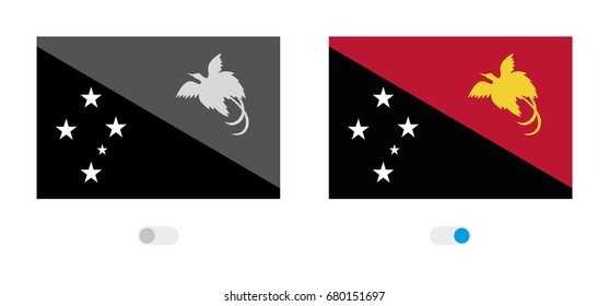 An Active and Inactive Illustrated Country Flag of  Papua New Guinea