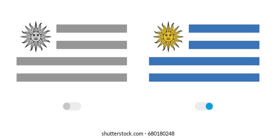 An Active and Inactive Illustrated Country Flag of  Uruguay