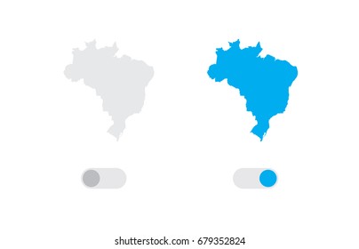 An Active and Inactive Illustrated Country Shape of  Brazil