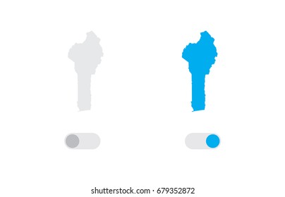 An Active and Inactive Illustrated Country Shape of  Benin