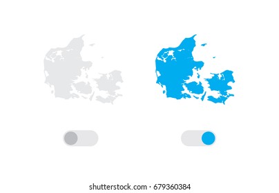 An Active and Inactive Illustrated Country Shape of  Denmark
