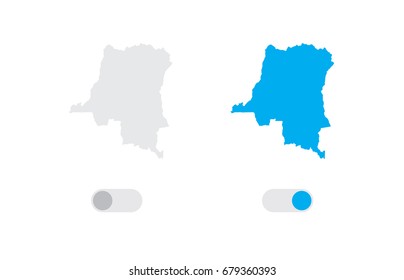 An Active and Inactive Illustrated Country Shape of  Democratic Republic of Congo