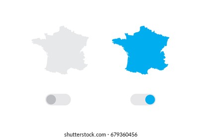 An Active and Inactive Illustrated Country Shape of  France