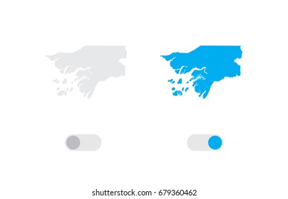 An Active and Inactive Illustrated Country Shape of  Guinea Bissau