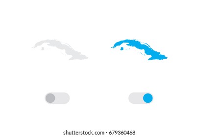 An Active and Inactive Illustrated Country Shape of  Cuba