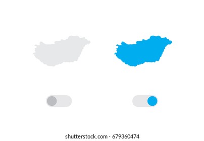 An Active and Inactive Illustrated Country Shape of  Hungary