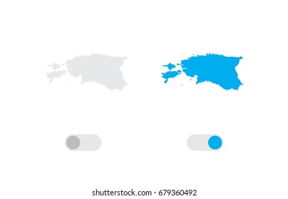 An Active and Inactive Illustrated Country Shape of Estonia