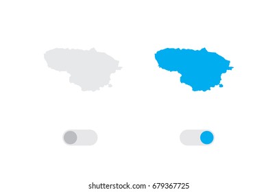 An Active and Inactive Illustrated Country Shape of Lithuania