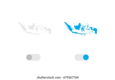 An Active and Inactive Illustrated Country Shape of Indonesia