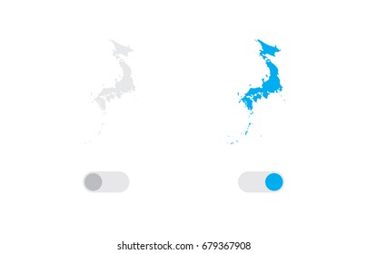 An Active and Inactive Illustrated Country Shape of  Japan