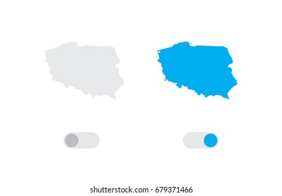 An Active and Inactive Illustrated Country Shape of  Poland