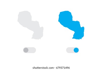 An Active and Inactive Illustrated Country Shape of  Paraguay