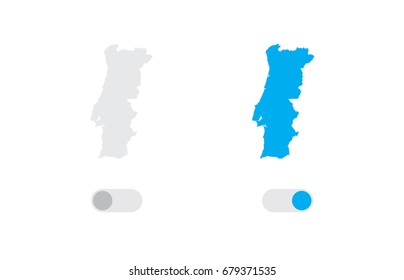 An Active and Inactive Illustrated Country Shape of  Portugal
