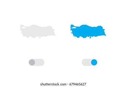 An Active and Inactive Illustrated Country Shape of  Turkey