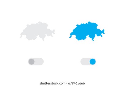 An Active and Inactive Illustrated Country Shape of Switzerland
