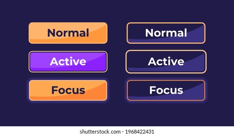 Active and inactive Settings UI elements kit. Option tabs isolated vector icon, bar and dashboard template. Web design widget collection for mobile application with dark theme interface