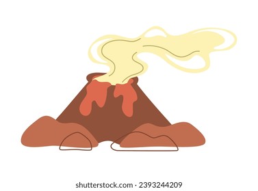 Active and inactive volcano. Vector illustration in cartoon style isolated on white background.