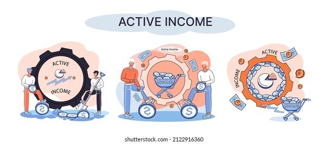 Ingresos activos obtenidos en el curso de una determinada actividad utilizando sus conocimientos y habilidades, cobrando por el trabajo. Trabaja, gana sueldo. Idea de crecimiento financiero, desarrollo empresarial, salarios. Crecimiento de la actividad