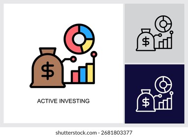 Icono de inversión activa Ilustración vectorial de estilos múltiples